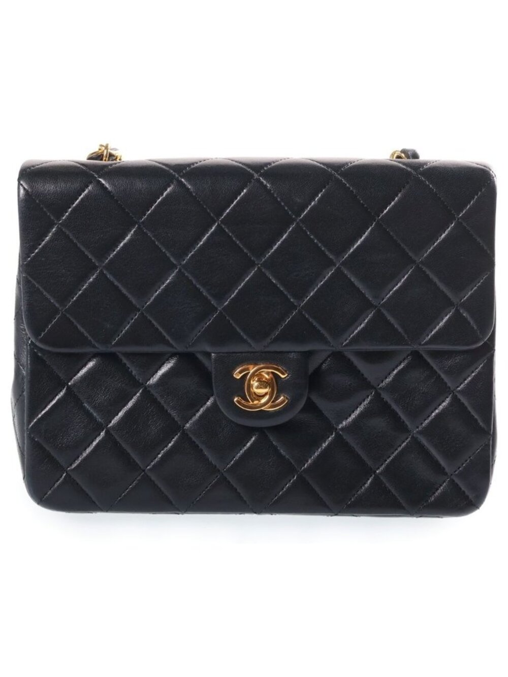 Chanel Mini Quilted 20 S Flap S Chain Shoulder Bag Black Lambskin Gold